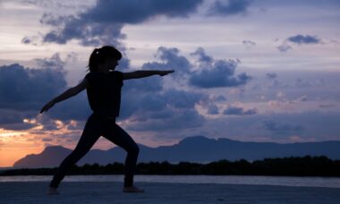 girl, yoga, beach