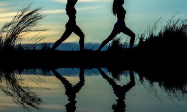 women, yoga, silhouettes